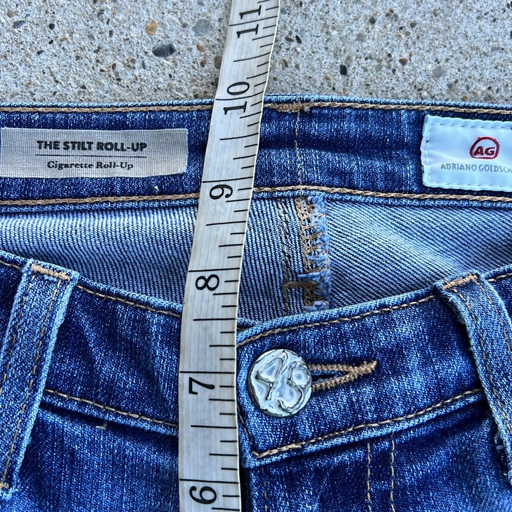AG The Stilt Cigarette Roll-Up Low-Rise Distressed Stretch Ankle Jeans Waist 26 - Picture 6 of 11